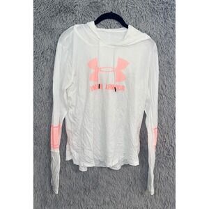 Under Armour White Hoodie with Pink Logo